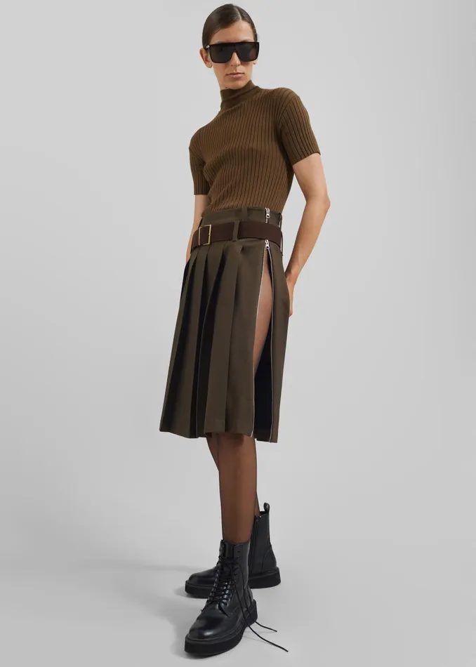 Women Sarina Pleated Skirt 8211 Brown The Frankie Shop Bottoms