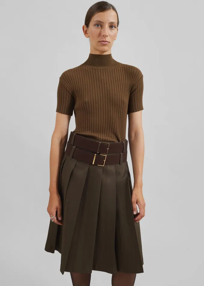 Women Sarina Pleated Skirt 8211 Brown The Frankie Shop Bottoms