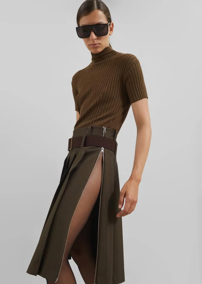 Women Sarina Pleated Skirt 8211 Brown The Frankie Shop Bottoms