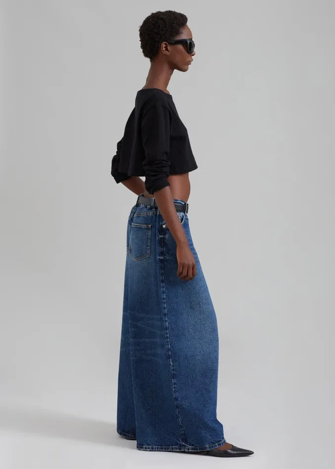 Women Sasha Wide Leg Jeans 8211 Dark Blue The Frankie Shop Bottoms