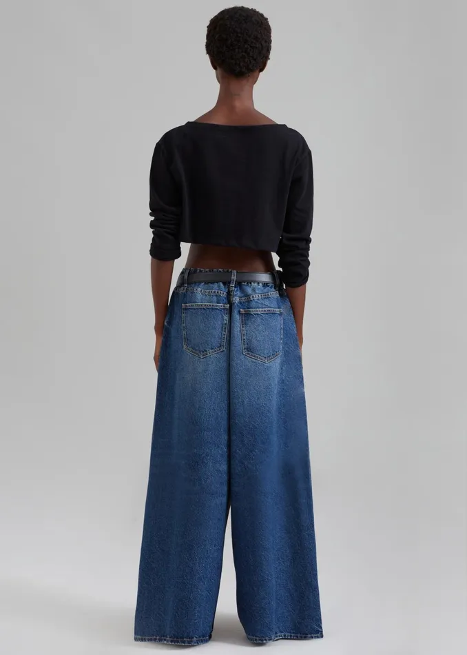 Women Sasha Wide Leg Jeans 8211 Dark Blue The Frankie Shop Bottoms