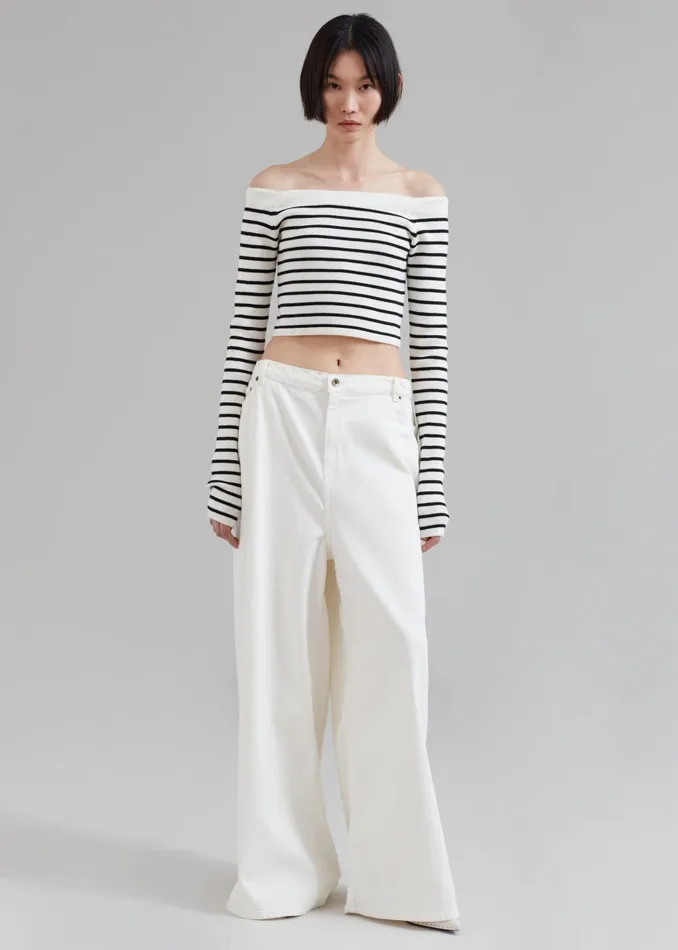 Women Sasha Wide Leg Jeans 8211 Off White The Frankie Shop Bottoms