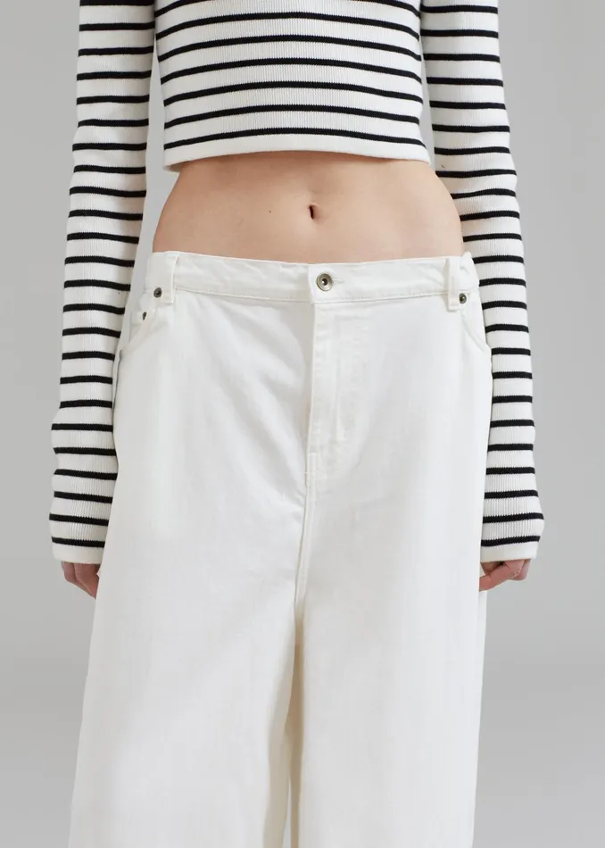 Women Sasha Wide Leg Jeans 8211 Off White The Frankie Shop Bottoms
