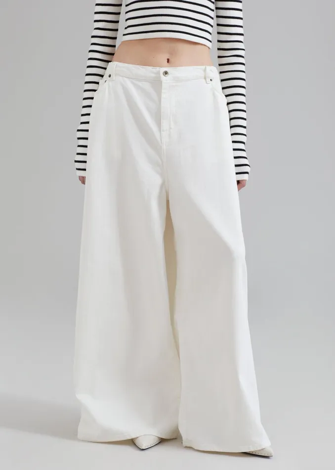Women Sasha Wide Leg Jeans 8211 Off White The Frankie Shop Bottoms