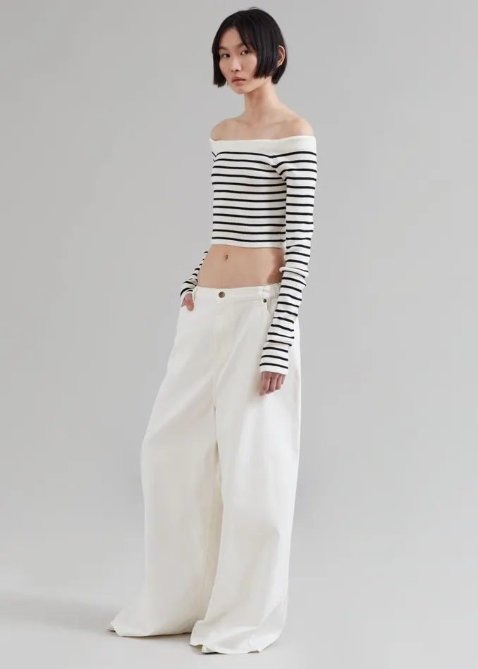 Women Sasha Wide Leg Jeans 8211 Off White The Frankie Shop Bottoms