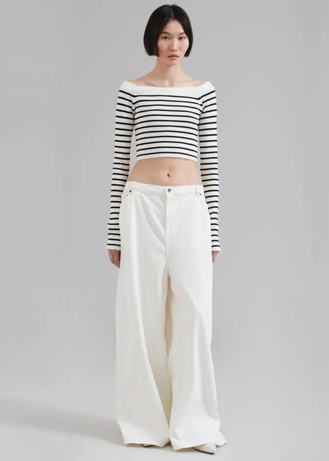 Women Sasha Wide Leg Jeans 8211 Off White The Frankie Shop Bottoms