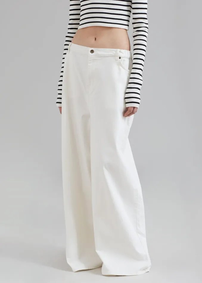 Women Sasha Wide Leg Jeans 8211 Off White The Frankie Shop Bottoms