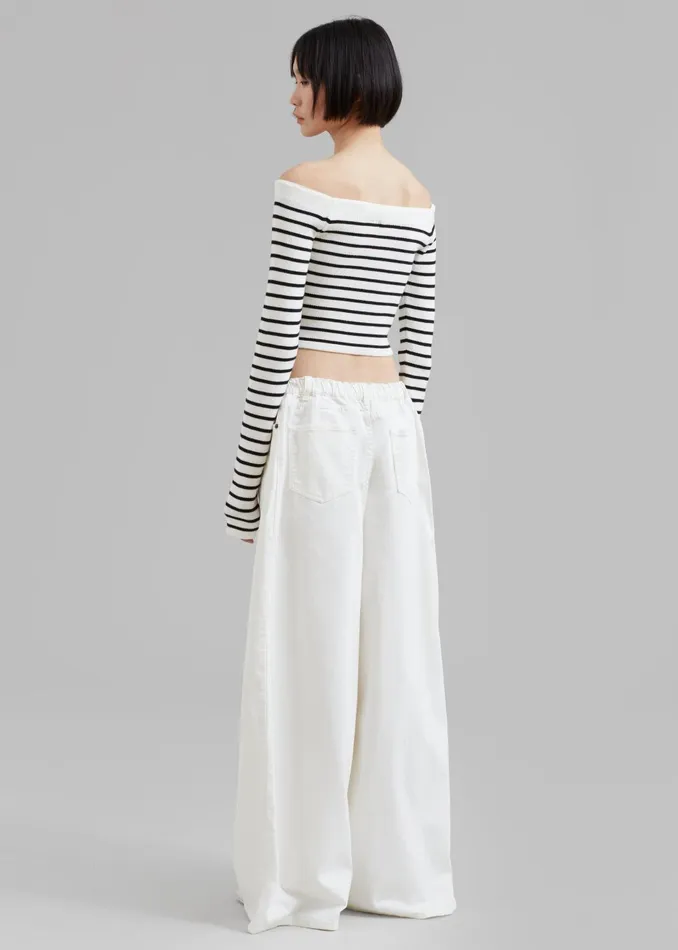 Women Sasha Wide Leg Jeans 8211 Off White The Frankie Shop Bottoms