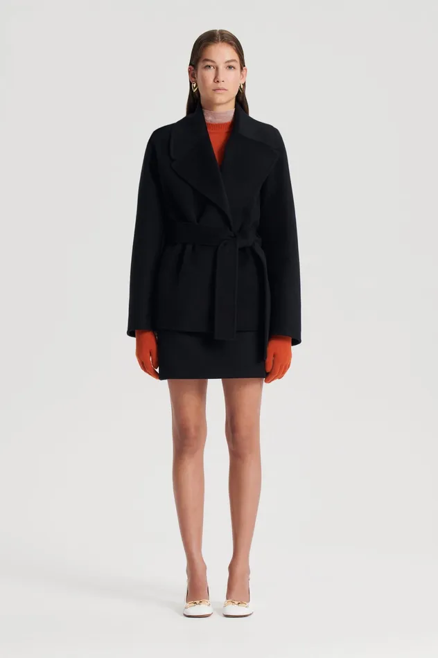 Women Scanlan Theodore COCOON SLEEVE COAT BLACK Coats