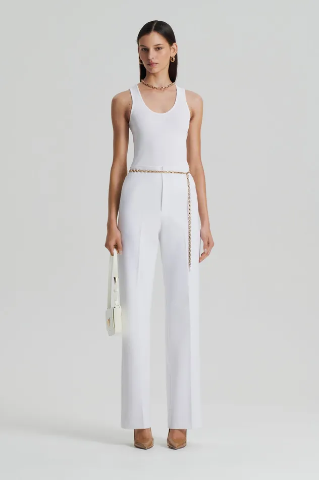 Women Scanlan Theodore CREPE KNIT SINGLET WHITE Knitwear
