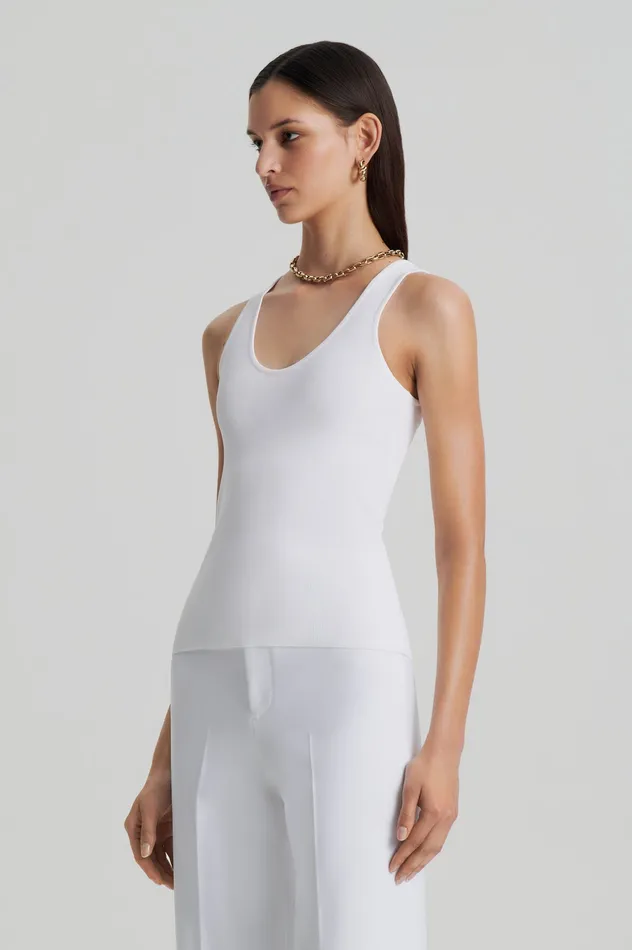 Women Scanlan Theodore CREPE KNIT SINGLET WHITE Knitwear
