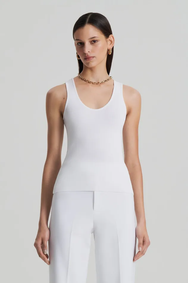 Women Scanlan Theodore CREPE KNIT SINGLET WHITE Knitwear