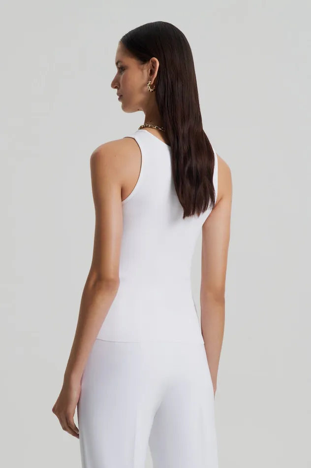 Women Scanlan Theodore CREPE KNIT SINGLET WHITE Knitwear