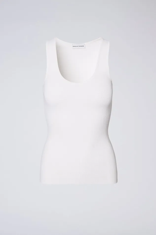 Women Scanlan Theodore CREPE KNIT SINGLET WHITE Knitwear