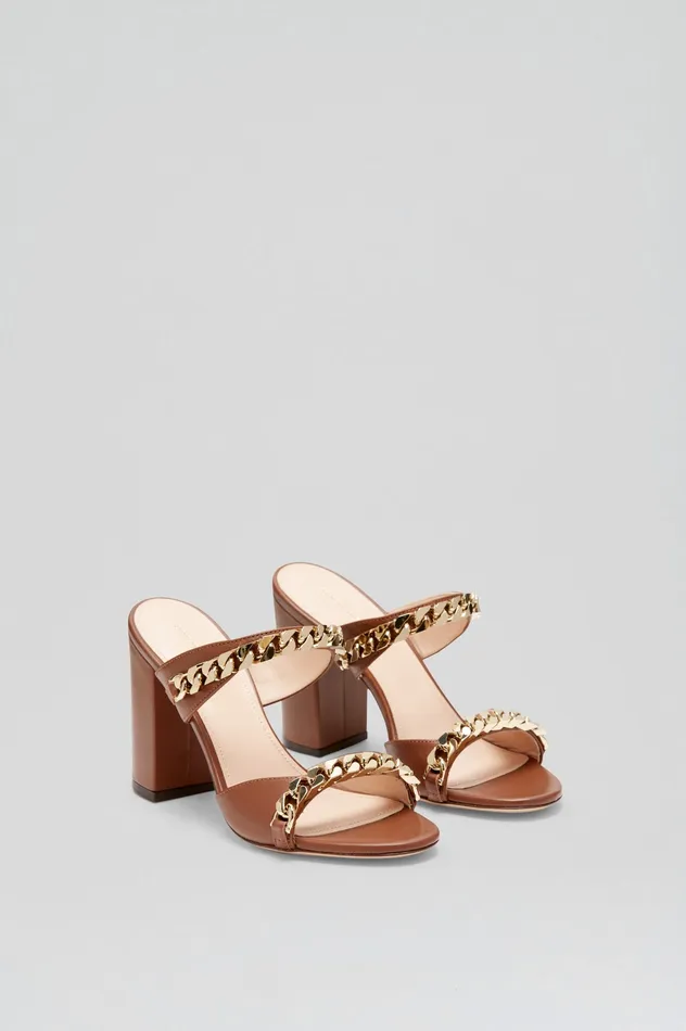 Women Scanlan Theodore SANDAL WITH CHAINS DETAIL 95 COCOA Shoes