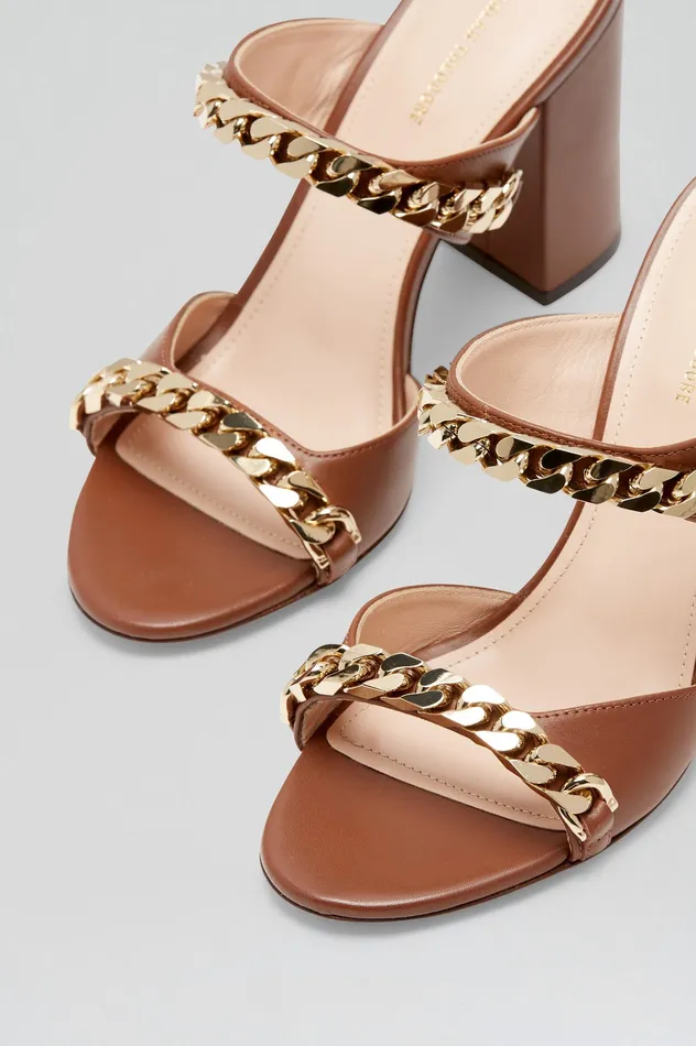 Women Scanlan Theodore SANDAL WITH CHAINS DETAIL 95 COCOA Shoes Women Scanlan Theodore SANDAL WITH CHAINS DETAIL 95 COCOA Shoes