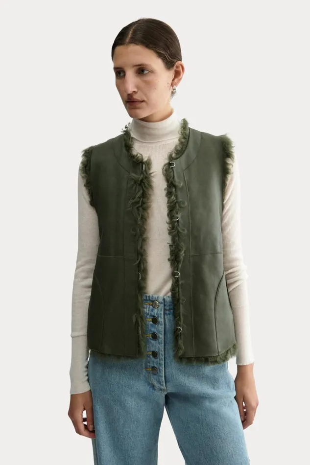 Women Scarves Hats Rachel Comey Shearling Beanie Olive