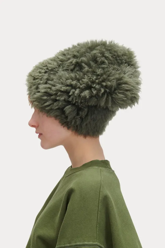 Women Scarves Hats Rachel Comey Shearling Beanie Olive