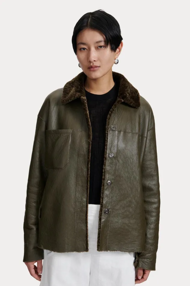 Women Scarves Hats Rachel Comey Shearling Beanie Olive