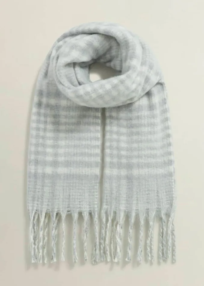 Women Scarves Hobbs Sasha Check Scarf Grey Ivory