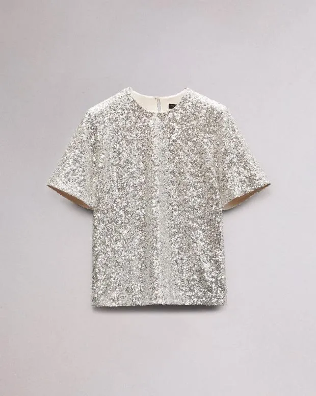 Women Shirts and Tops Rag and Bone Sammie Sequin Tee Silver