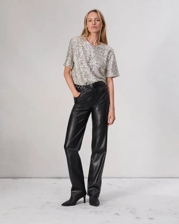 Women Shirts and Tops Rag and Bone Sammie Sequin Tee Silver