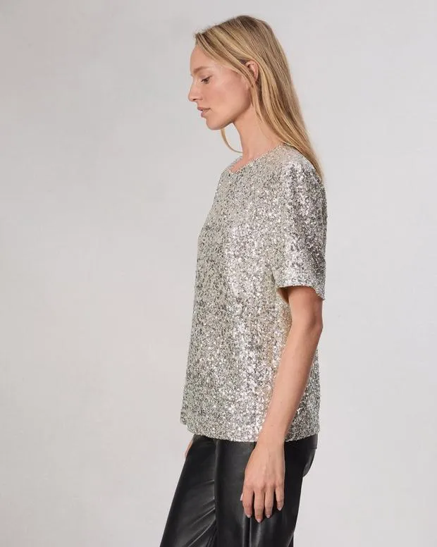 Women Shirts and Tops Rag and Bone Sammie Sequin Tee Silver