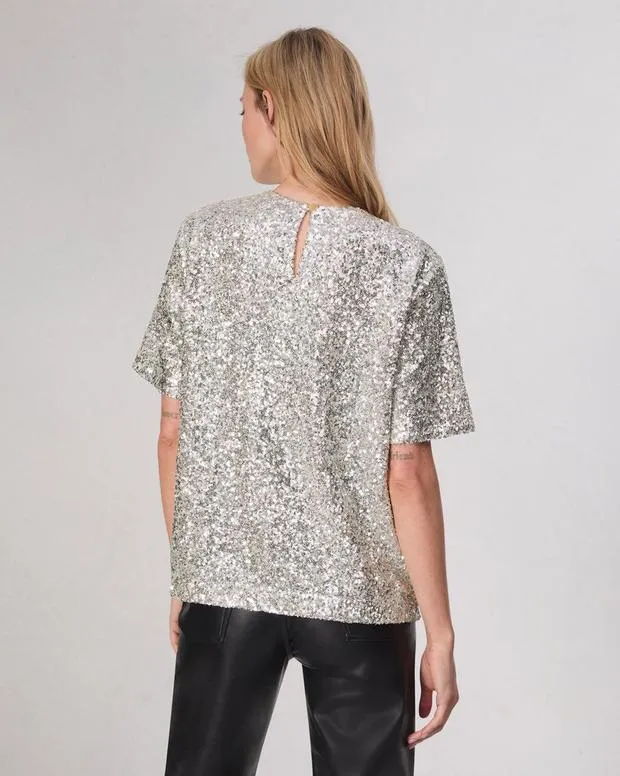 Women Shirts and Tops Rag and Bone Sammie Sequin Tee Silver