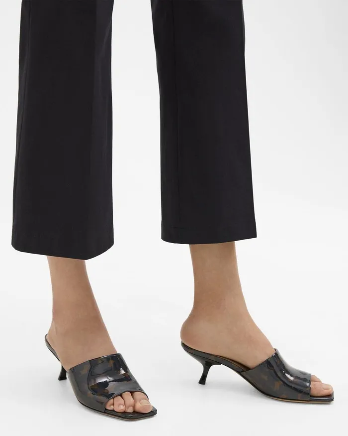 Women Shoes Theory Mule Sandal In Tortoiseshell Printed Leather Blackbrown