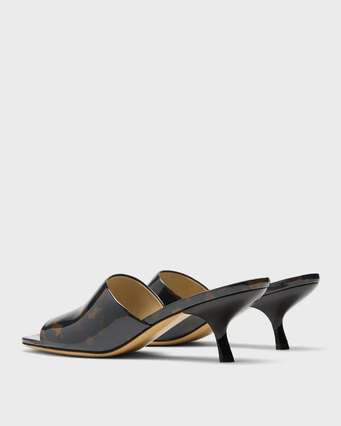 Women Shoes Theory Mule Sandal In Tortoiseshell Printed Leather Blackbrown