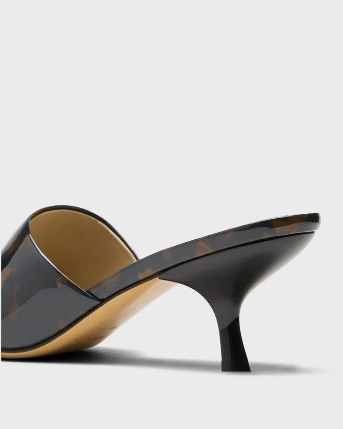 Women Shoes Theory Mule Sandal In Tortoiseshell Printed Leather Blackbrown