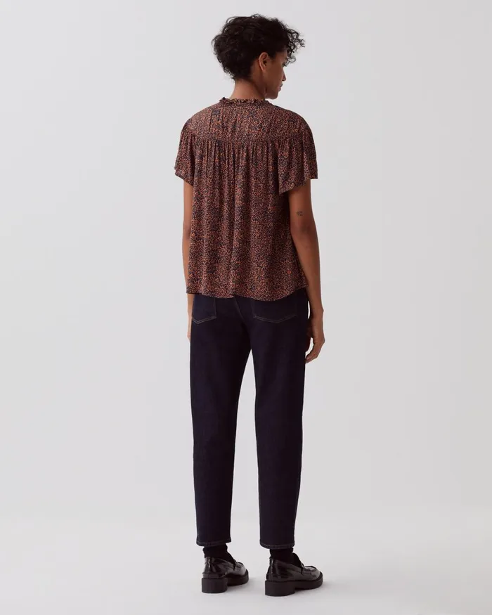 Women ShortSleeve Fluid Blouse Leo Brown Comptoir Des Cotonniers Blouses and Shirts and Tops