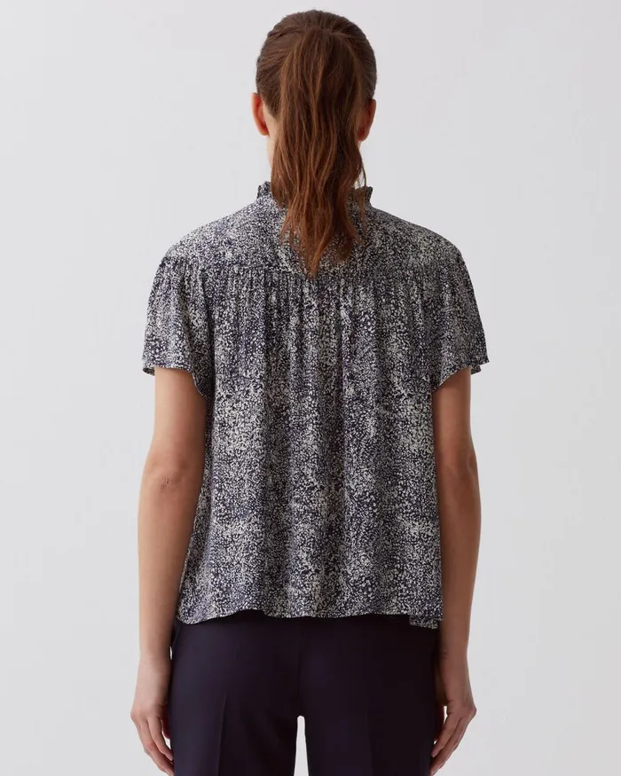 Women ShortSleeve Fluid Blouse Micro Fl Navy Comptoir Des Cotonniers Blouses and Shirts and Tops Women ShortSleeve Fluid Blouse Micro Fl Navy Comptoir Des Cotonniers Blouses and Shirts and Tops