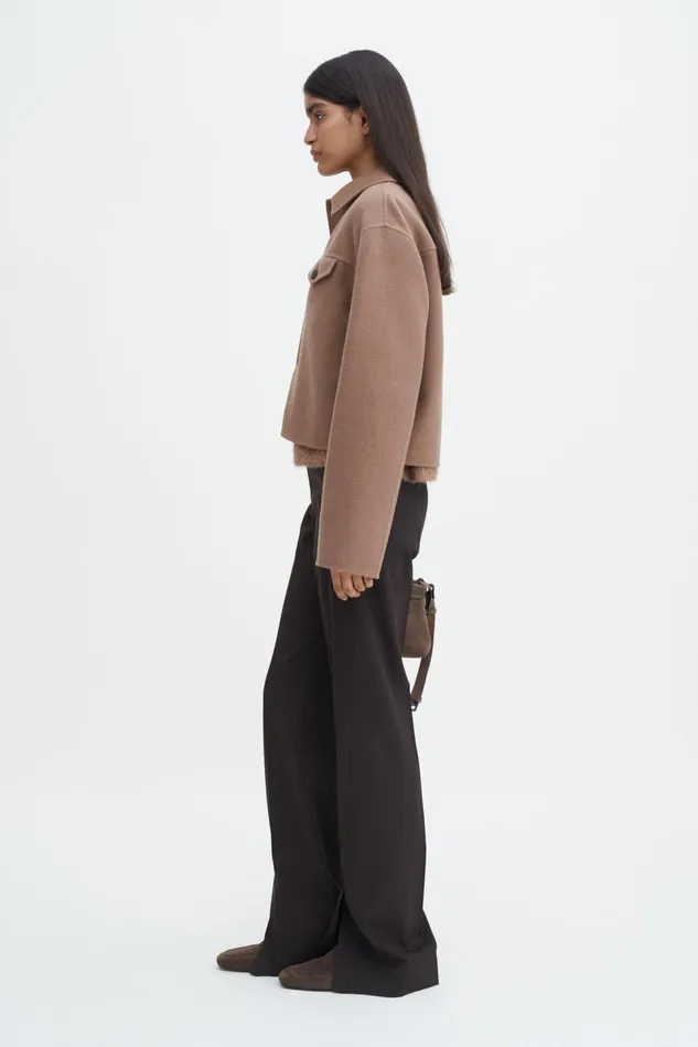 Women Short Wool Cashmere Jacket Dark Khaki Filippa K Outerwear