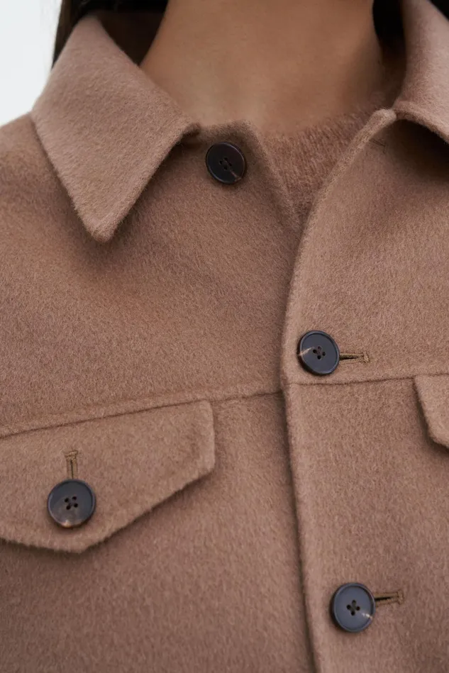 Women Short Wool Cashmere Jacket Dark Khaki Filippa K Outerwear