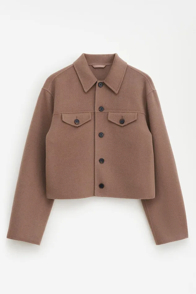 Women Short Wool Cashmere Jacket Dark Khaki Filippa K Outerwear