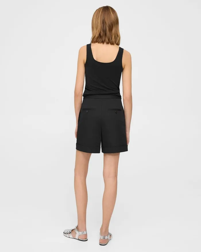 Women Shorts Theory Cuffed Short In Stretch Cotton Twill Black