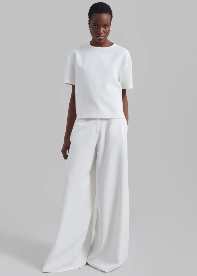 Women Sierra Wide Leg Trousers 8211 White The Frankie Shop Bottoms