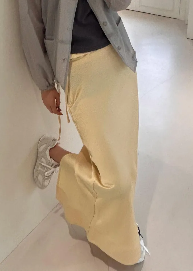 Women Siovhan Satin Skirt 8211 Yellow The Frankie Shop Bottoms