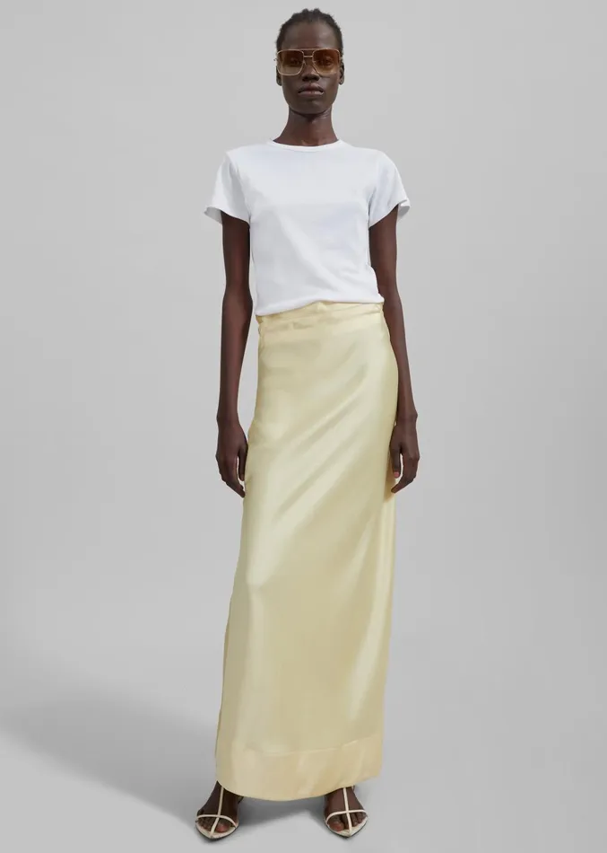 Women Siovhan Satin Skirt 8211 Yellow The Frankie Shop Bottoms