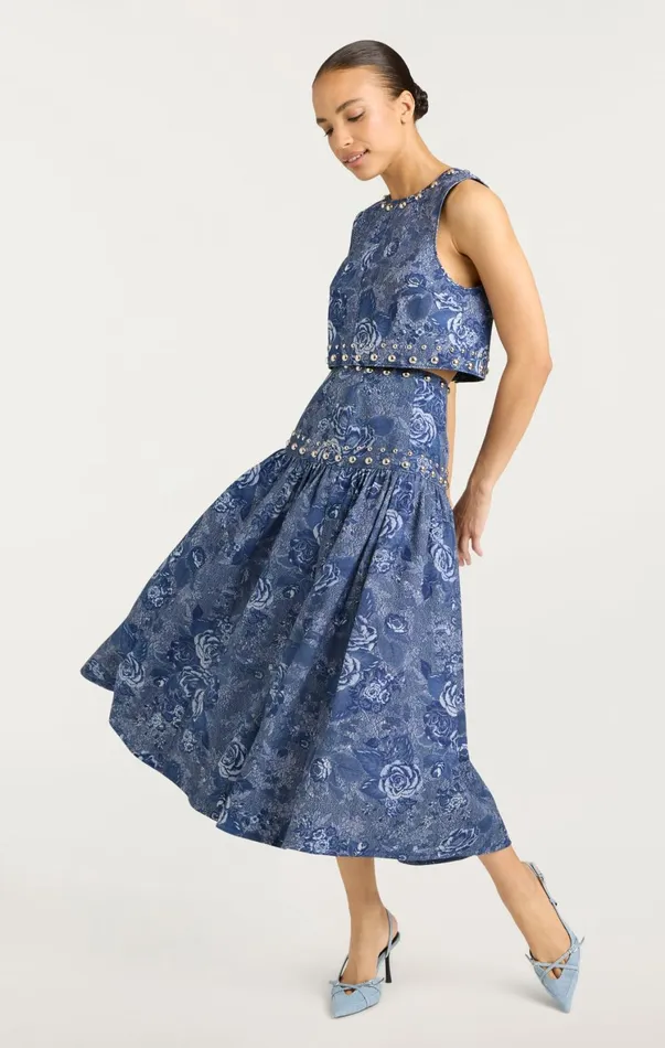 Women Skirts Cinq Sept Maia Skirt Indigo Multi