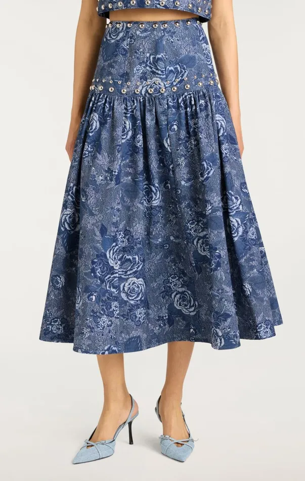 Women Skirts Cinq Sept Maia Skirt Indigo Multi