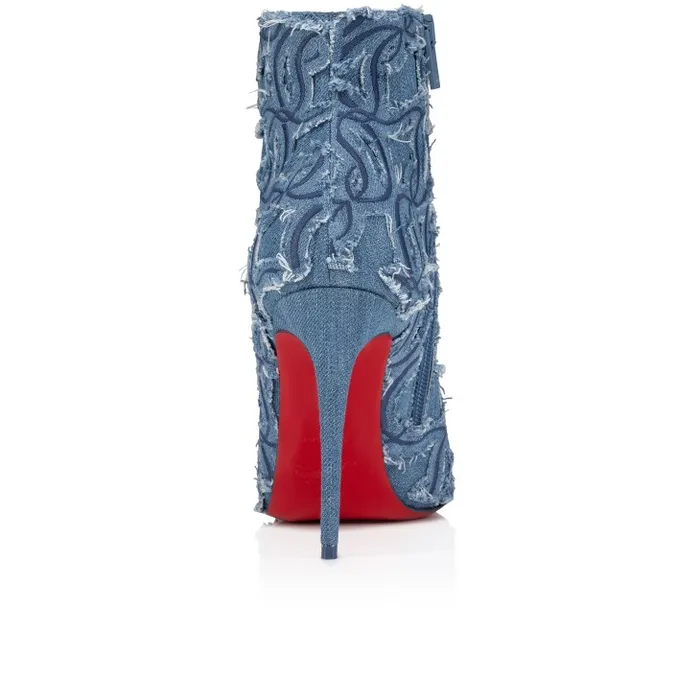 Women So Kate Booty Toile Denim Brod 100 Mm Low Boots 8211 Denim Embroidered 8211 Denim Christian Louboutin Boots