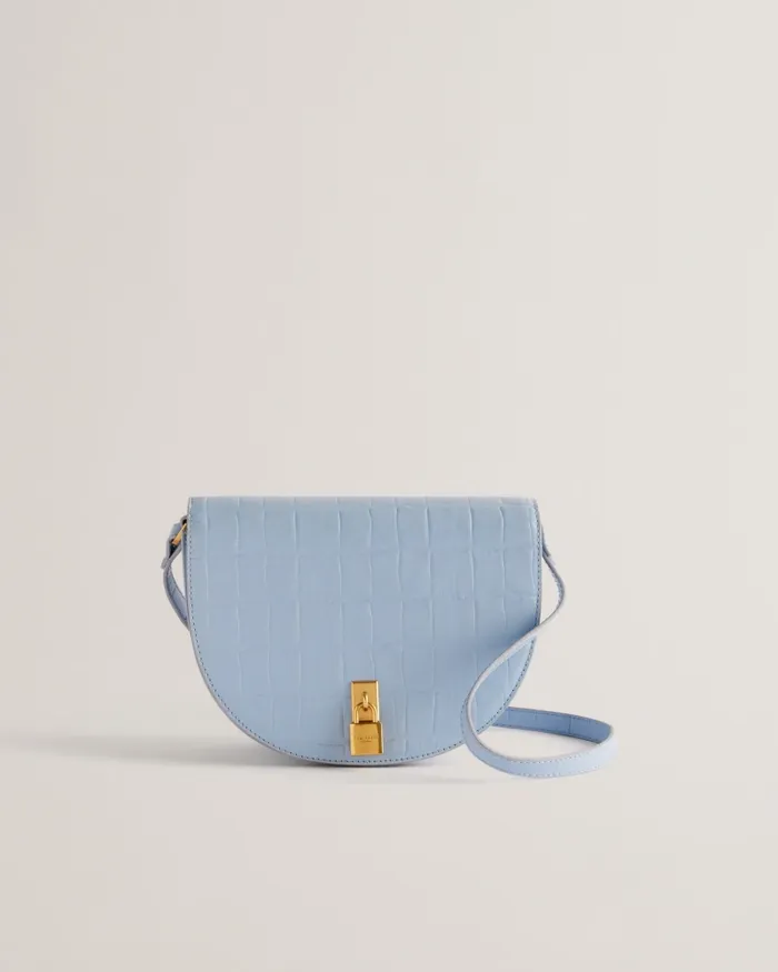 Women SOHHO 8211 Leather Padlock Saddle Bag Medium Blue Ted Baker Crossbody Bags