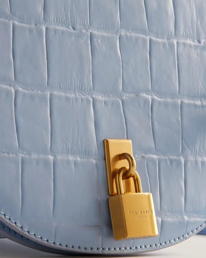 Women SOHHO 8211 Leather Padlock Saddle Bag Medium Blue Ted Baker Crossbody Bags
