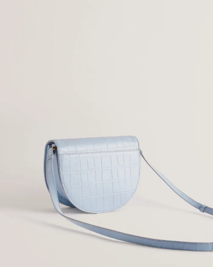 Women SOHHO 8211 Leather Padlock Saddle Bag Medium Blue Ted Baker Crossbody Bags