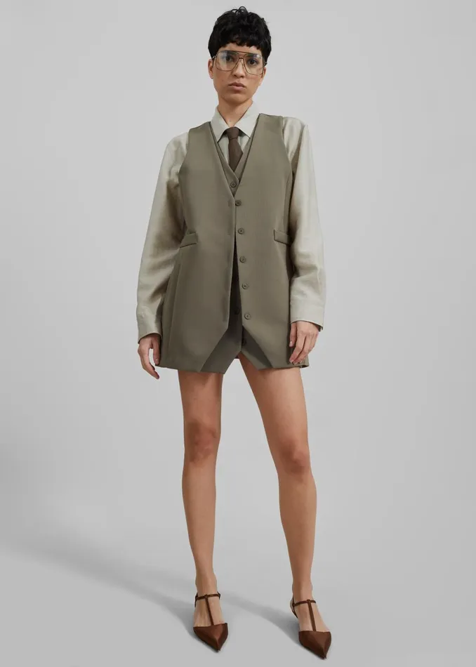 Women Sophia Mini Vest Dress 8211 Khaki The Frankie Shop Dresses