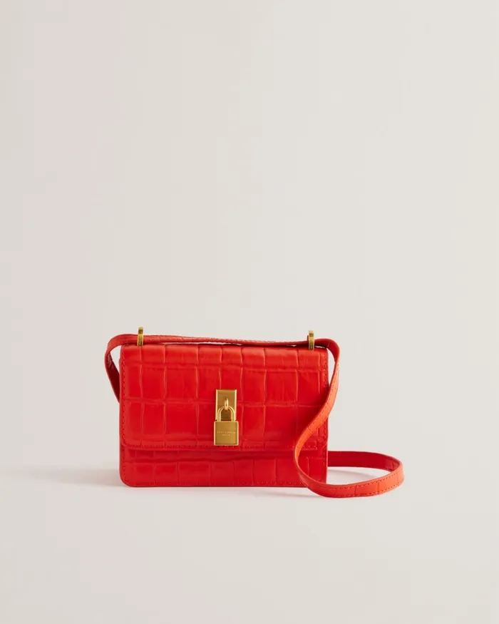 Women SSLOANE 8211 Leather Padlock Mini Shoulder Bag Bright Red Ted Baker Crossbody Bags Women SSLOANE 8211 Leather Padlock Mini Shoulder Bag Bright Red Ted Baker Crossbody Bags