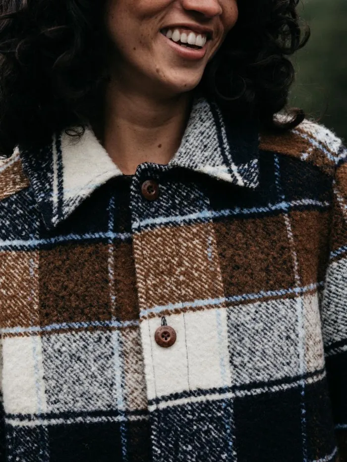 Women Stowe Blanket Jacket Ecru Multi Check Finisterre Jackets Coats and Gilets Women Stowe Blanket Jacket Ecru Multi Check Finisterre Jackets Coats and Gilets