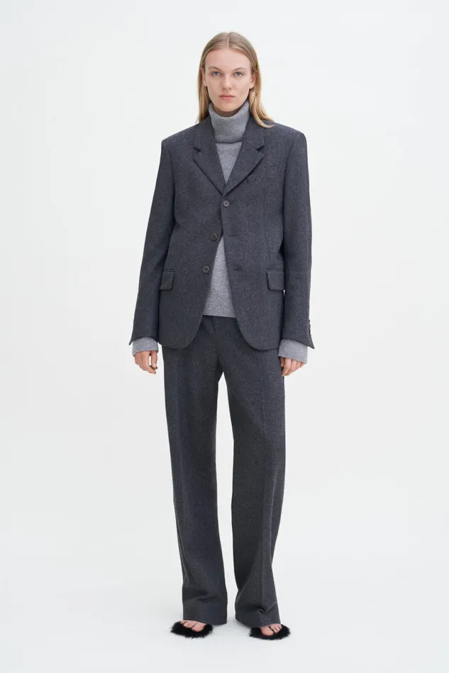 Women Straight Tailored Flannel Blazer Anthracite Melange Filippa K Blazers